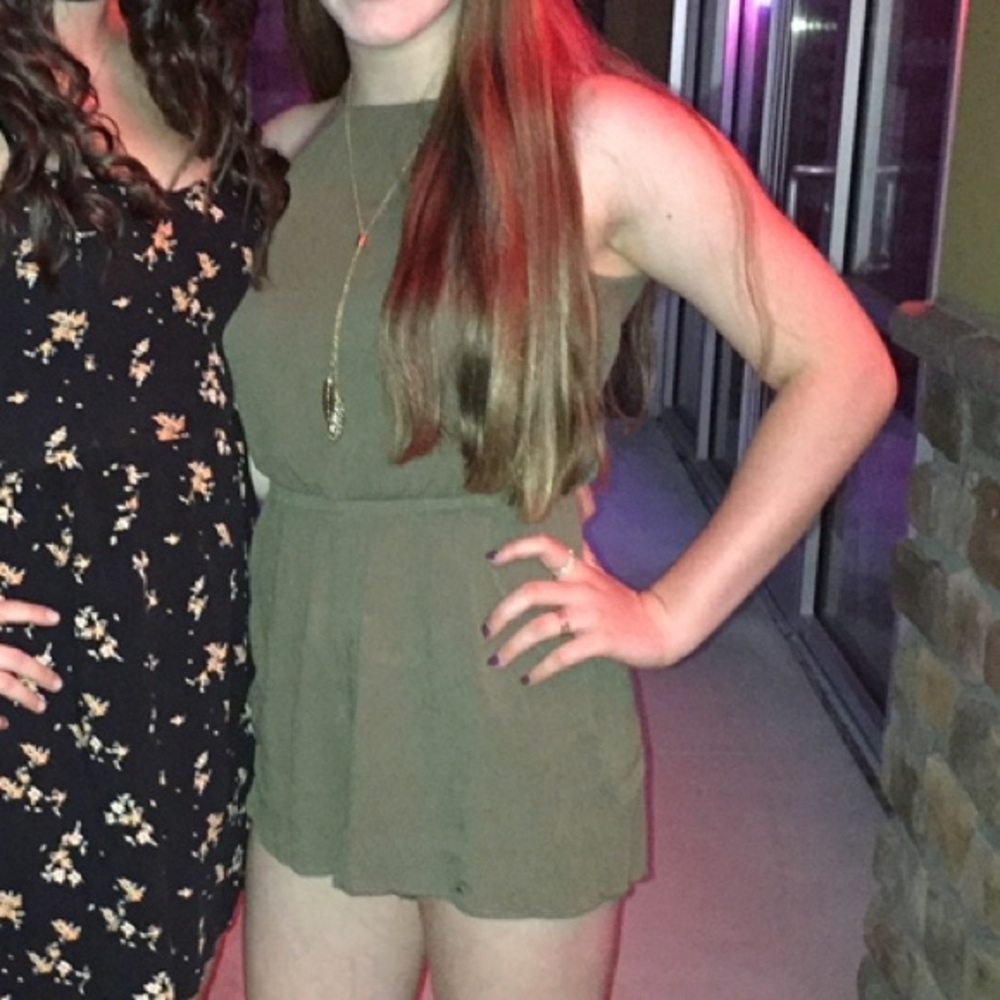 Army Green Halter Top Romper